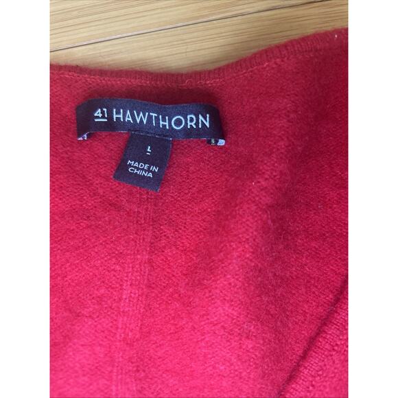 41 Hawthorn 100% Cashmere Red Sweater Quiet Luxe Timeless Holiday Classic Sz L - Picture 4 of 4
